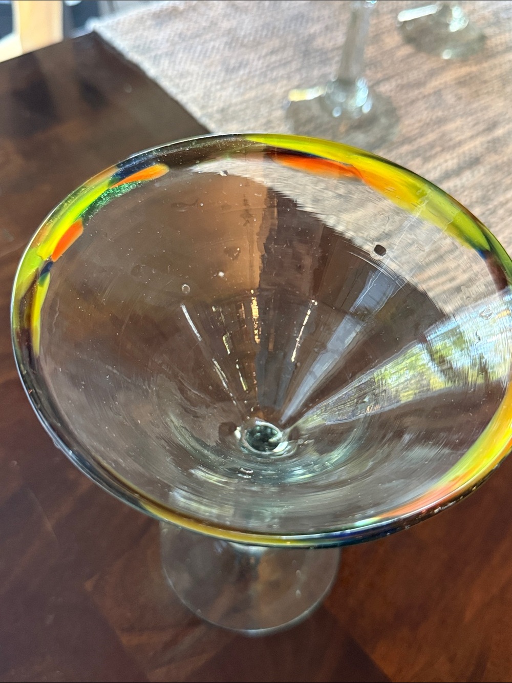 Glass Martini/Margarita glasses with multi colored Rim - Set of 7! - Picture 3 of 3